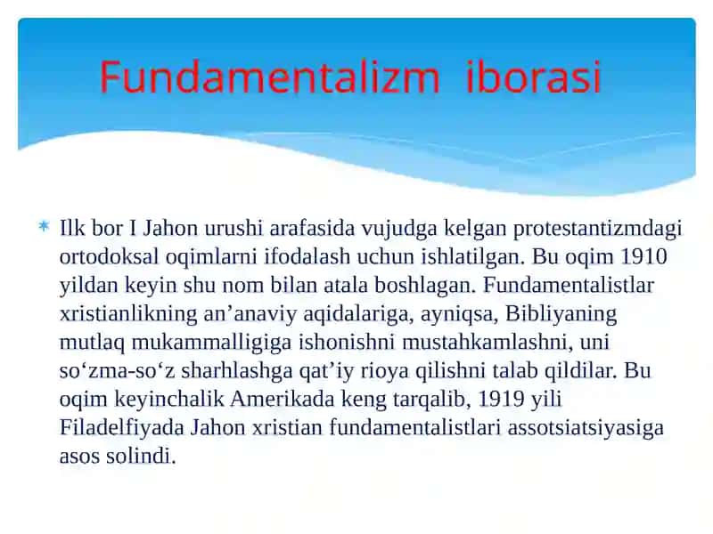 Diniy fundamentalizm, radikalizm va terrorizmning tarixi va yo'nalishlari 3