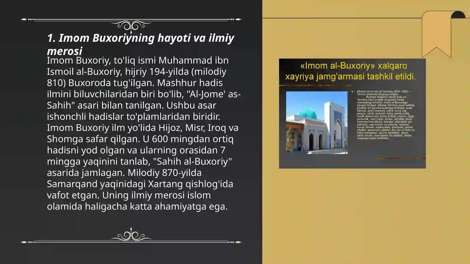 Imom Buxoriyning Aldab al-mufrad asarini konspektlashtirish va esse tayyorlash 3