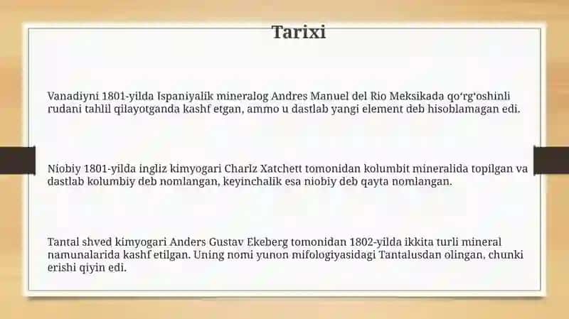 Davriy sistemaning 5-B guruh elementlari 3