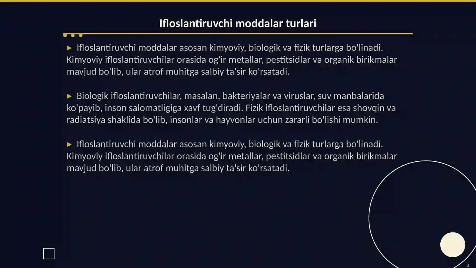 Atrof muhit ifloslanish turlari 3