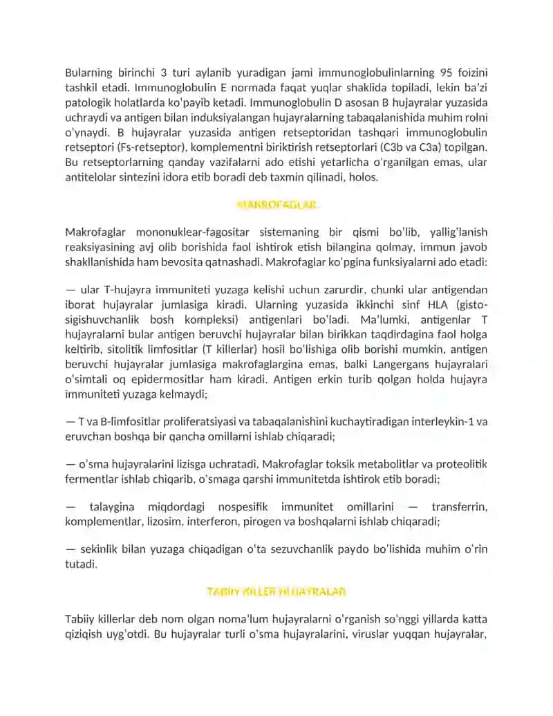 Immun tizim kasalliklari. HLA va uni kasalliklar bilan assotsiatsiyasi. Gipersezuvchanlik. 3