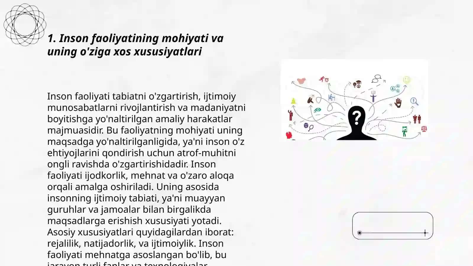 Inson faoliyatining tuzilishi vaqt uning turlari haqida 3