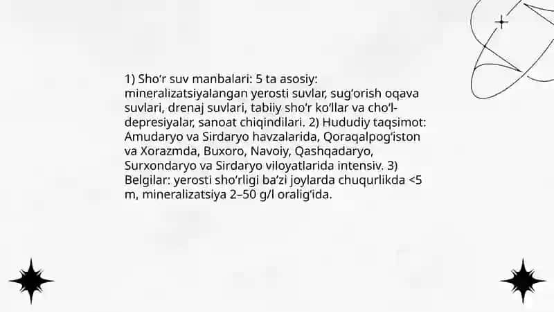 Oʻzbekiston sharoitida shoʻr suvlarni chuchuklashtirish gʻoyasini ishlab chiqish 3