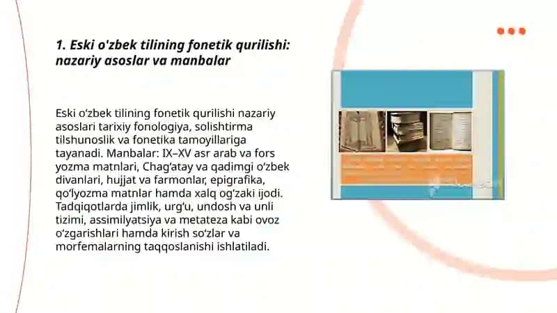 Eski o'zbek tilining fonetik qurilishi: nazariy asoslar va manbalar 3