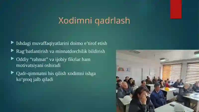 Xodimlarning ishga bo‘lgan qoniqishi ni o'shiring va tamoyillari 3