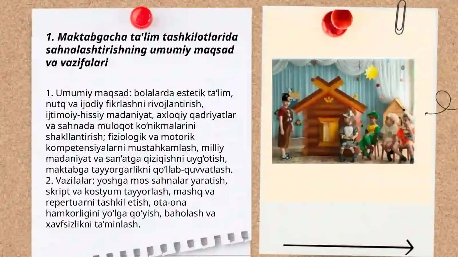 Maktabgacha taʼlim tashkilotining turli yosh guruhlarida sahnalashtirish faoliyatining asosiy vazifalari 3