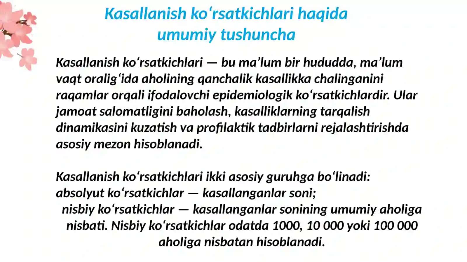 Kasallanish ko‘rsatkichlarini hisoblash 3