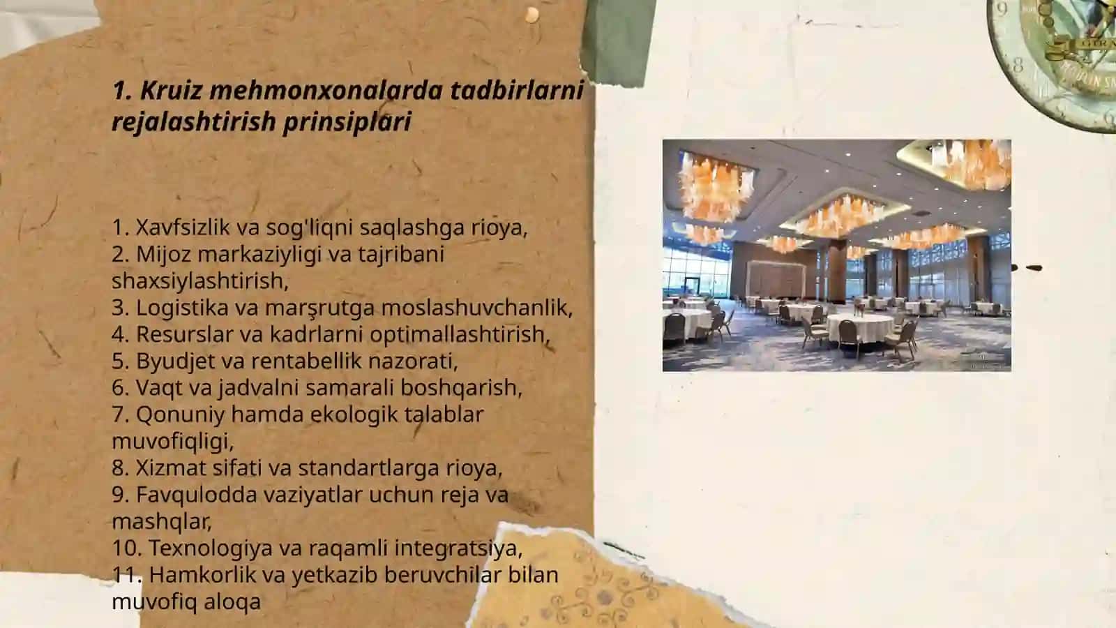 Kruiz mehmonxonalarda tadbirlarni tashkil etish 3