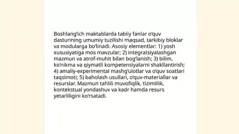 Boshlang‘ich maktablarda tabiiy fanlarning mazmuni, o‘quv dasturining tahlili 3