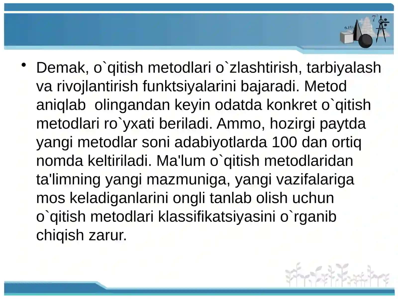 Metodlar klassifikatsiyasi 3