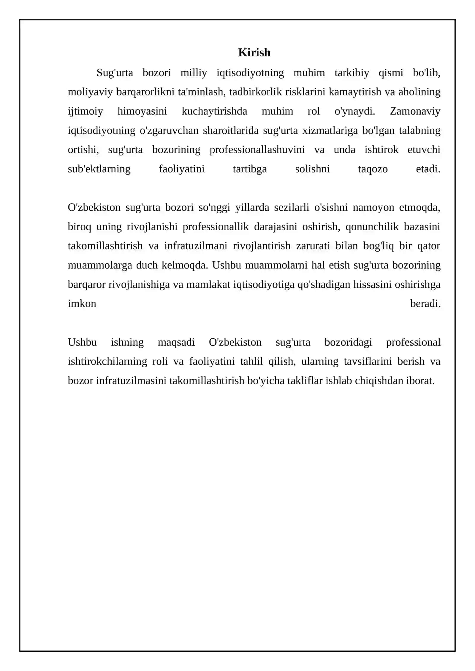Sugʼurta bozori professional ishtirokchilari va ularga tavsifnoma 3