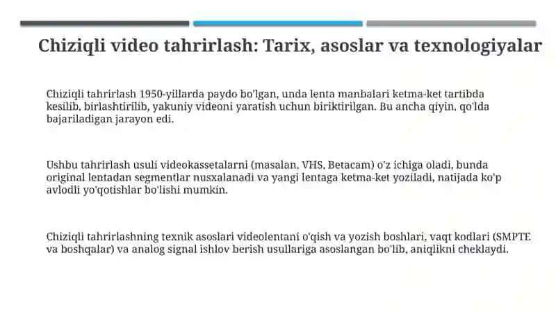 Chiziqli video tahrirlash 3