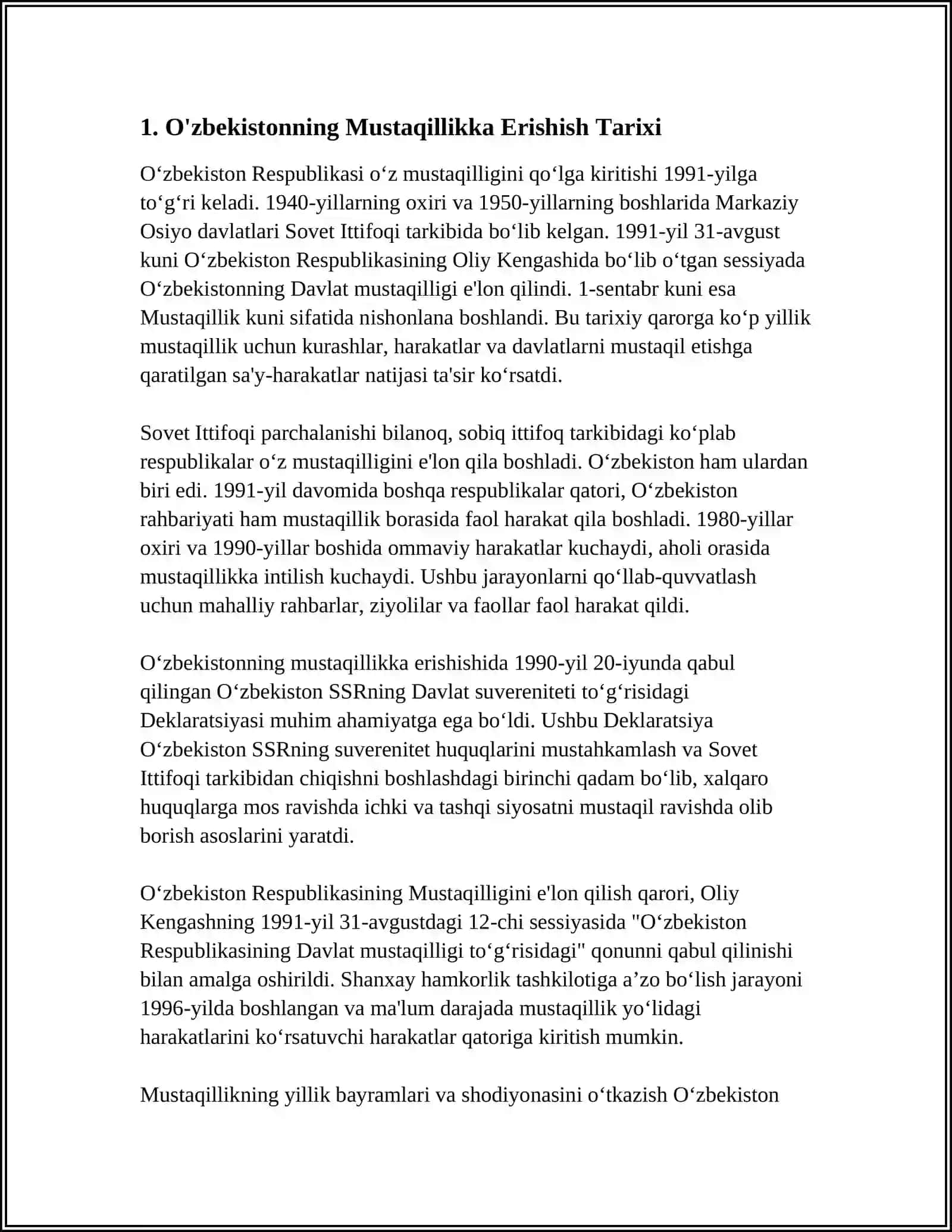 O'ZBEKISTON DAVLATCHILIGINING SHAKLLANISH VA TARAQQIYOT BOSQICHLARI 3