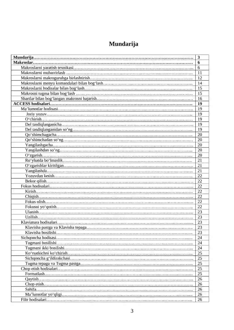 Microsoft ACCESS dа Ма’lumotlar bazasini yaratish bo‘yicha Chuqurlashtirilgan kurs 3