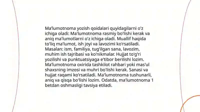 Ma'lumotnoma yozish qoidalari 3