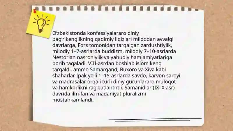 Oʻzbekistonda konferensiyalararo diniy bagʻrikenglikning tarixiy tajribasi 3
