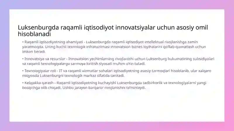 Luksenburg davlatida innovatsion iqtisodiy o'sishni ta'minlashdagi tajribasi 3