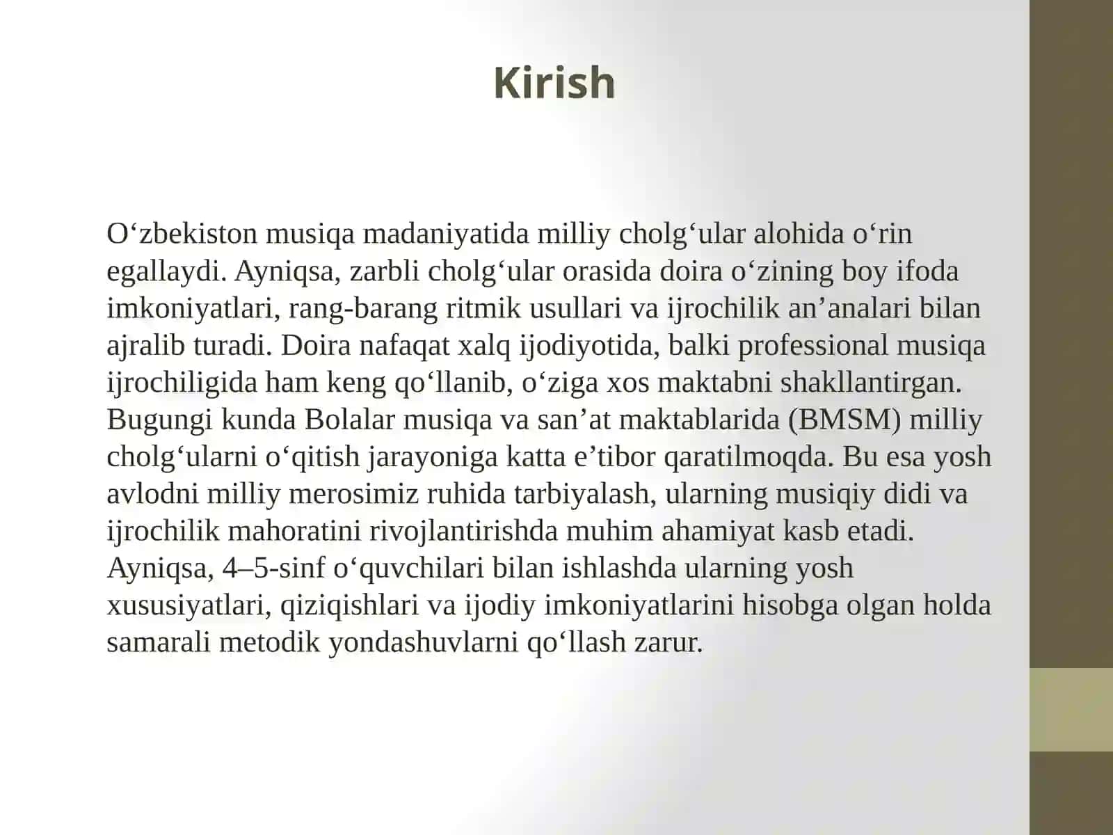 "Larzon" asarini doira cholg'usida oʻrgatish yoʻllari 3