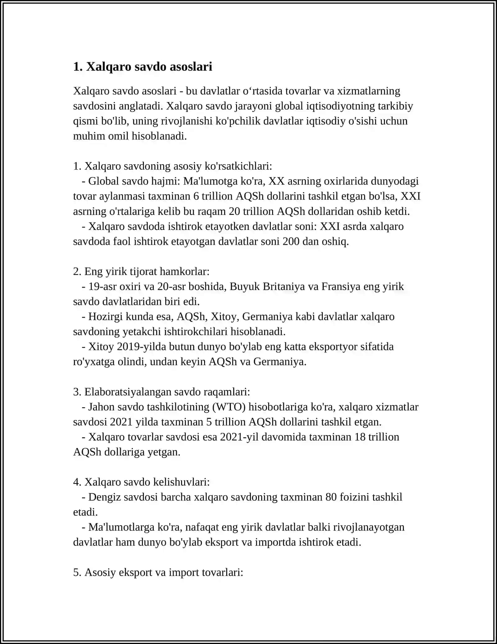 XALQARO SAVDO UNING TURLARI VA TARTIBGA SOLISH MEXANIZMI 3