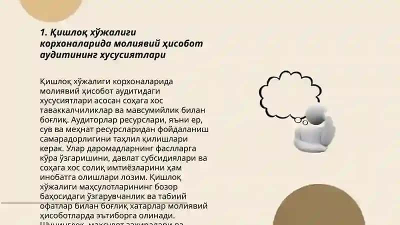 Қишлоқ хўжалиги корхоналарида аудит ўтказиш хусусиятлари 3