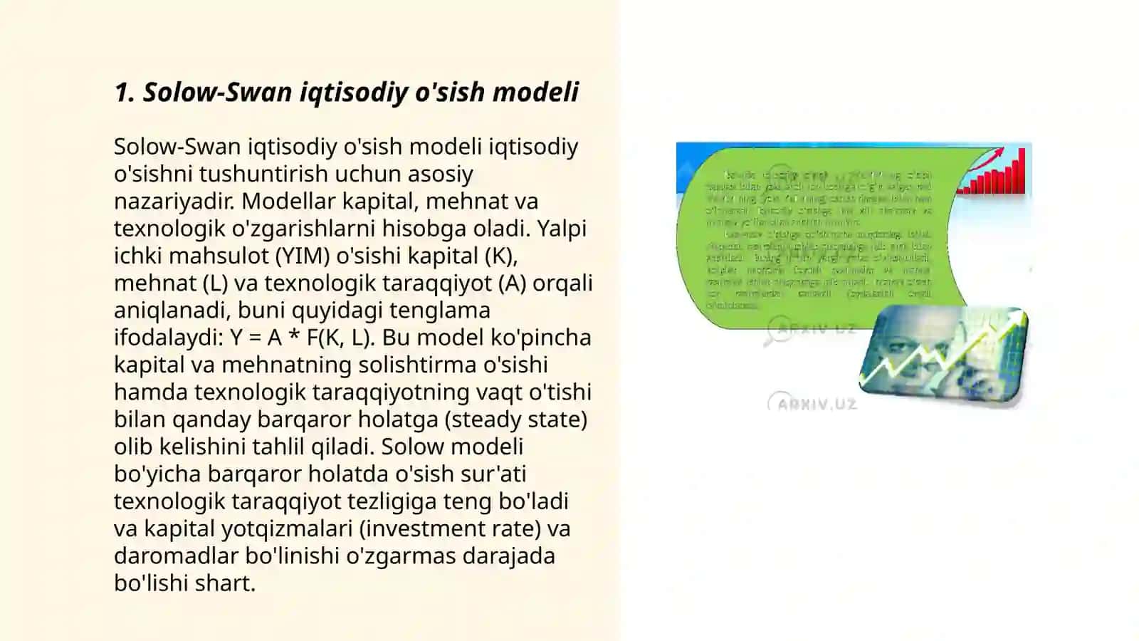 Solow-Swan iqtisodiy o'sish modeli 3