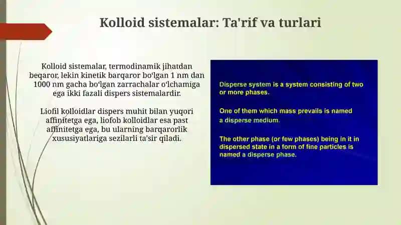 Kolloid sistemalar va qo'pol dispers sistemalar 3