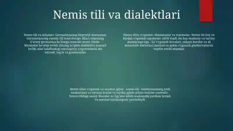Germaniyada Tillar, Til O'Rganish, Dam Olish Va Sayohat 3