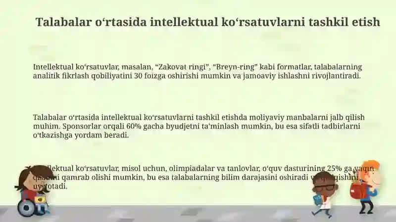 Talabalar oʻrtasida intellektual koʻrsatuvlarni tashkil etish 3