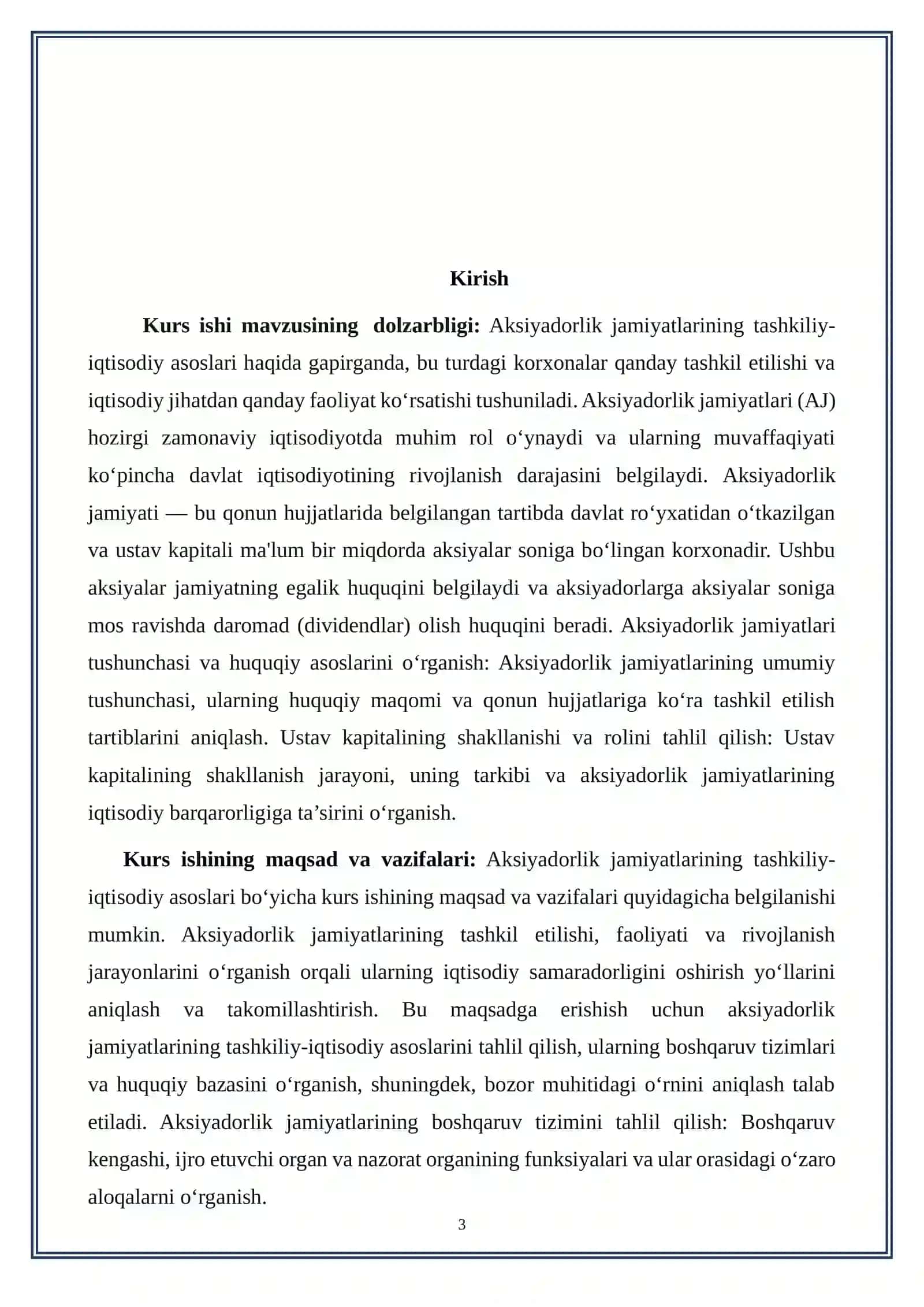 Aksiyadorlik jamiyatlarining tashkiliy-iqtisodiy asoslari 3