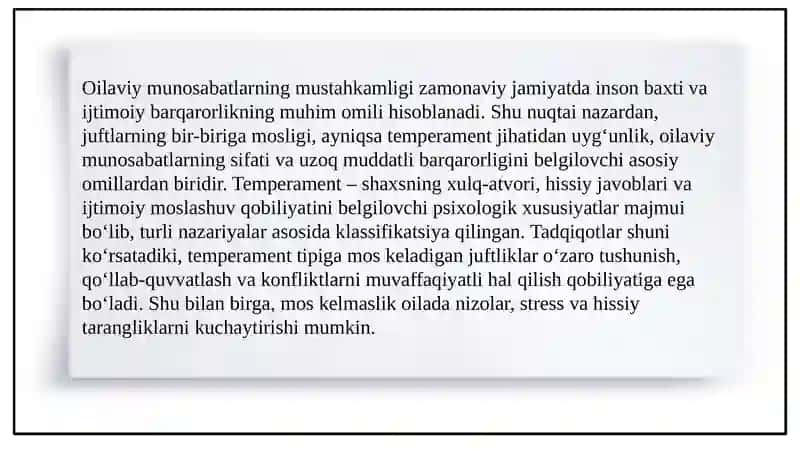 Temperament tipiga mos juft tanlash – oilaviy munosabatlar mustahkam-ligi omili sifatida 3