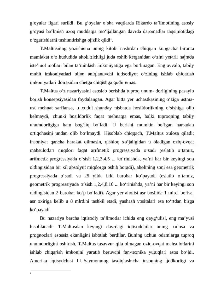 Tomas Robert Maltusning iqtisodiy qarashlari 3