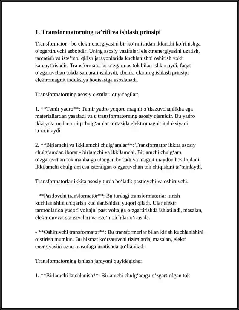 TRANSFORMATORLAR VA ULARNI ISHLASH PRINSPLARI 3