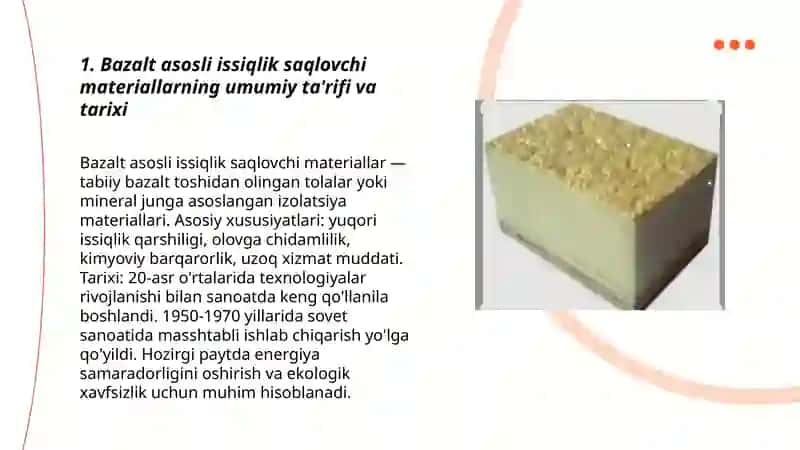 Bazalt asosida issiqlik saqlovchi qurilish materiallari haqida umumiy malumot 3