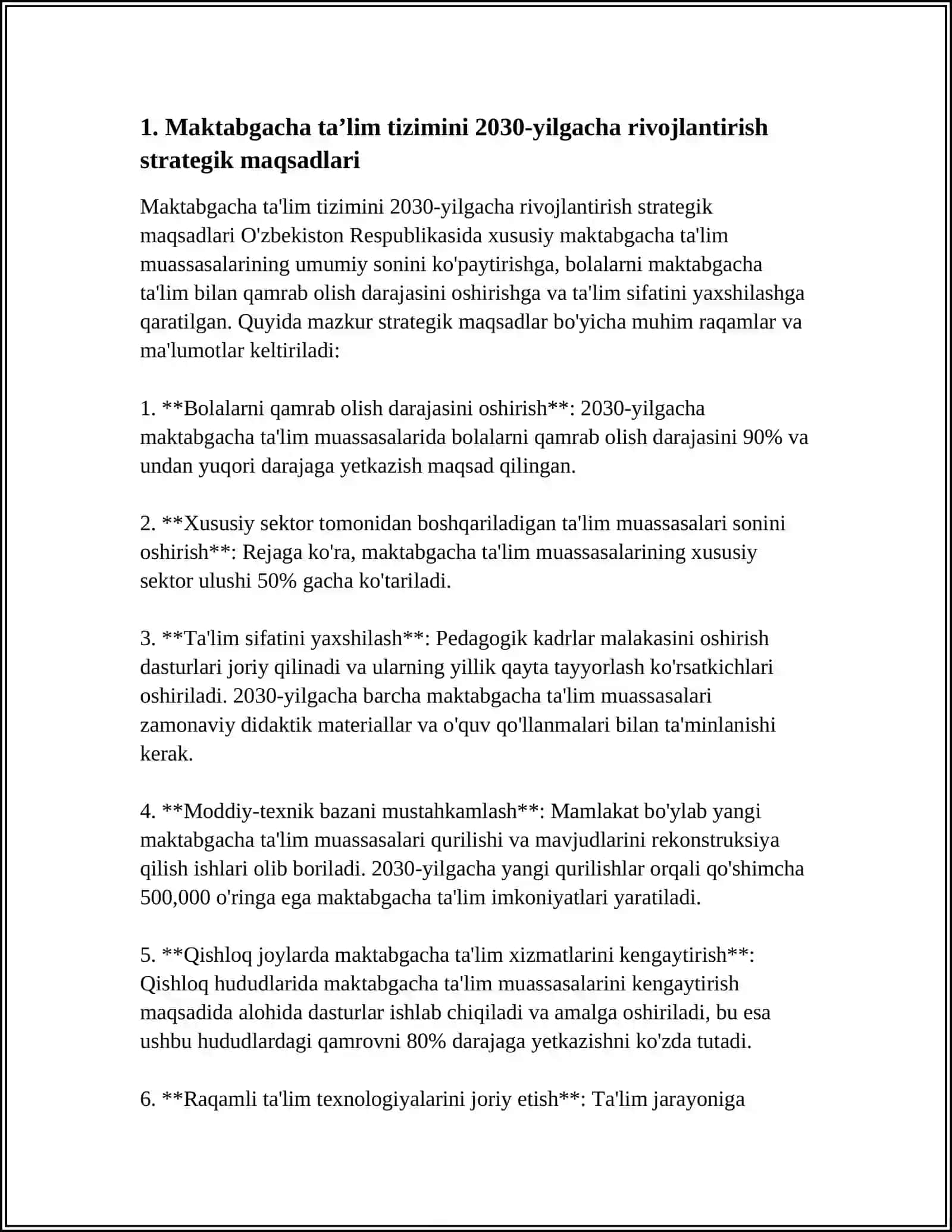 OʻZBEKISTON RESPUBLIKASI MAKTABGACHA TAʼLIM TIZIMINI 2030-YILGACHA RIVOJLANTIRISH KONSEPSIYASI 3