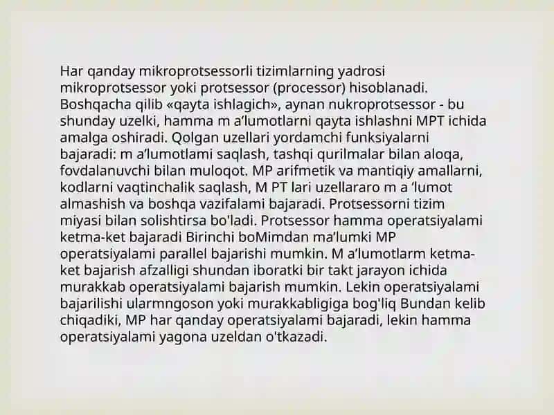 Mavzu:Mikroprotsessorning ishlash tamoyillari. 3