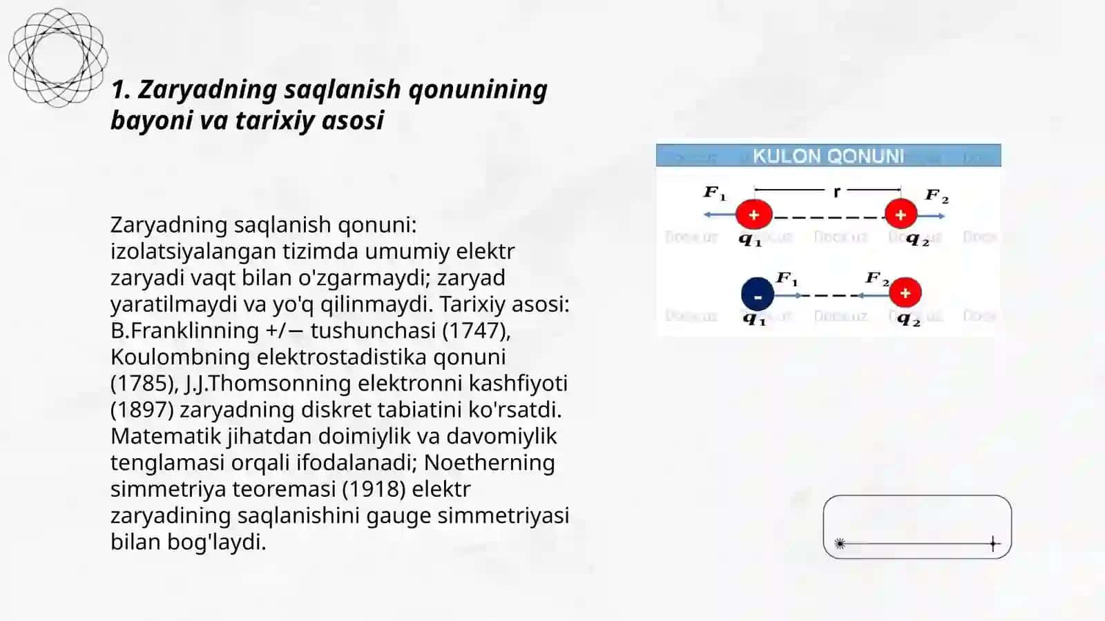Zaryadning saqlanish qonuni. Nuqtaviy 3