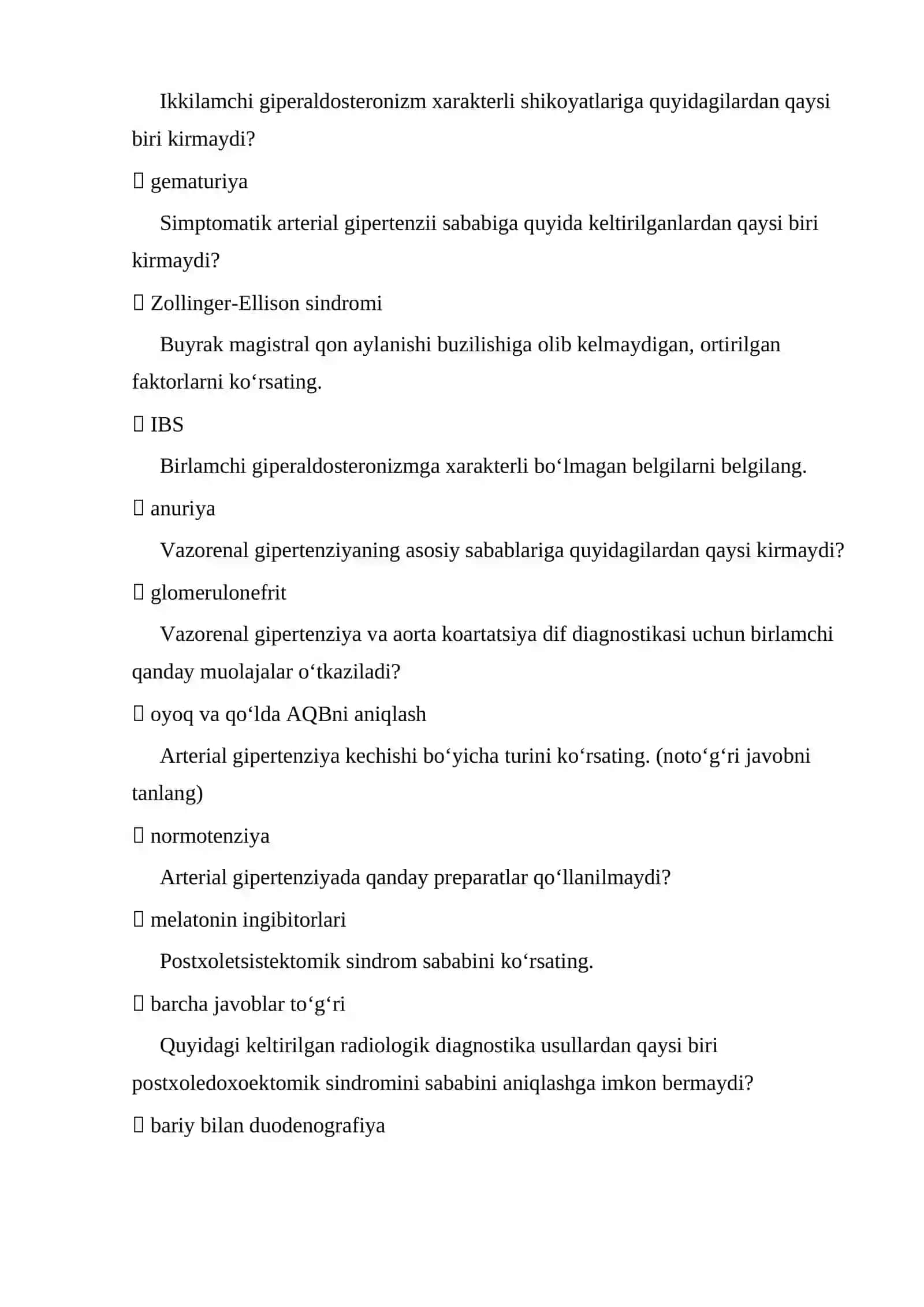 Kichik me’da sindromini aniqlovchi ko‘proq mukammal bo‘lgan usulni belgilang 3