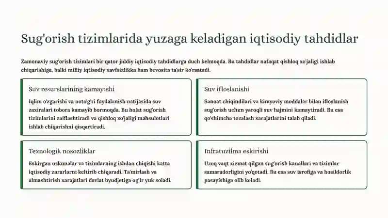 Sug'orish tizimlari va iqtisodiy xavfsizlik 3