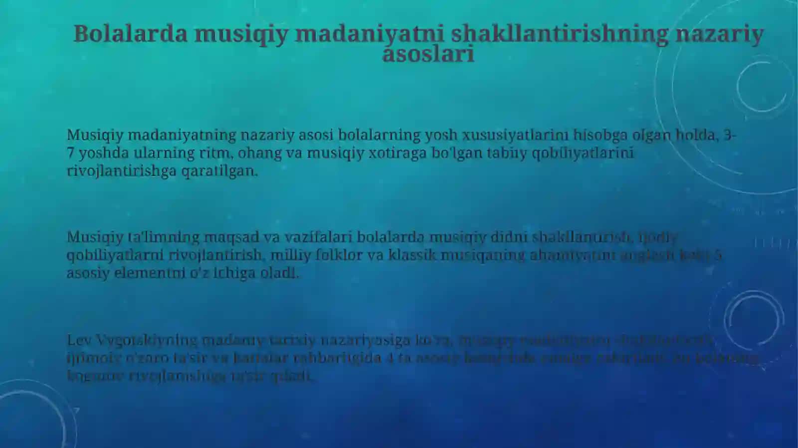 MTTning pedagogik jarayoni da bolalarning musi̇qi̇y madaniyati ni shakllanti̇ri̇sh 3