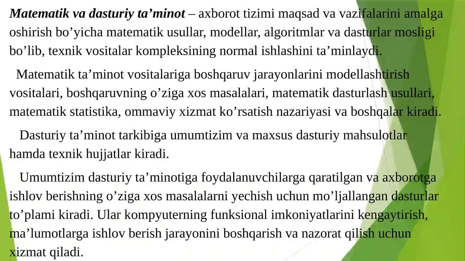 Axborot texnologiyalar ta’minoti. Texnik ta’minot, dasturiy ta’minot 3
