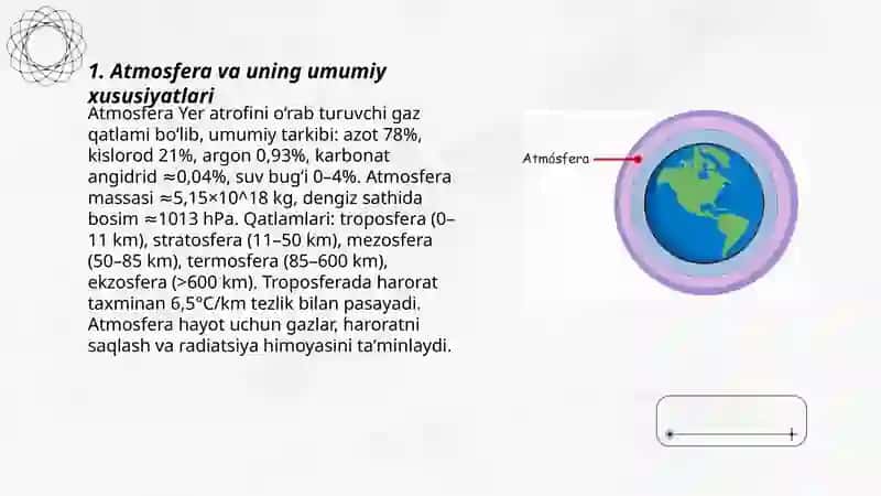 Yerning geografik qobigʻi.Atmosfera 3