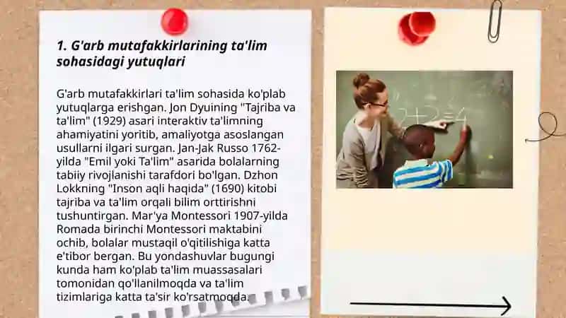 Boshlang‘ich ta‘lim fanlarini o‘qitish jarayonida g‘arb mutafakkirlari merosidan foydalanish 3