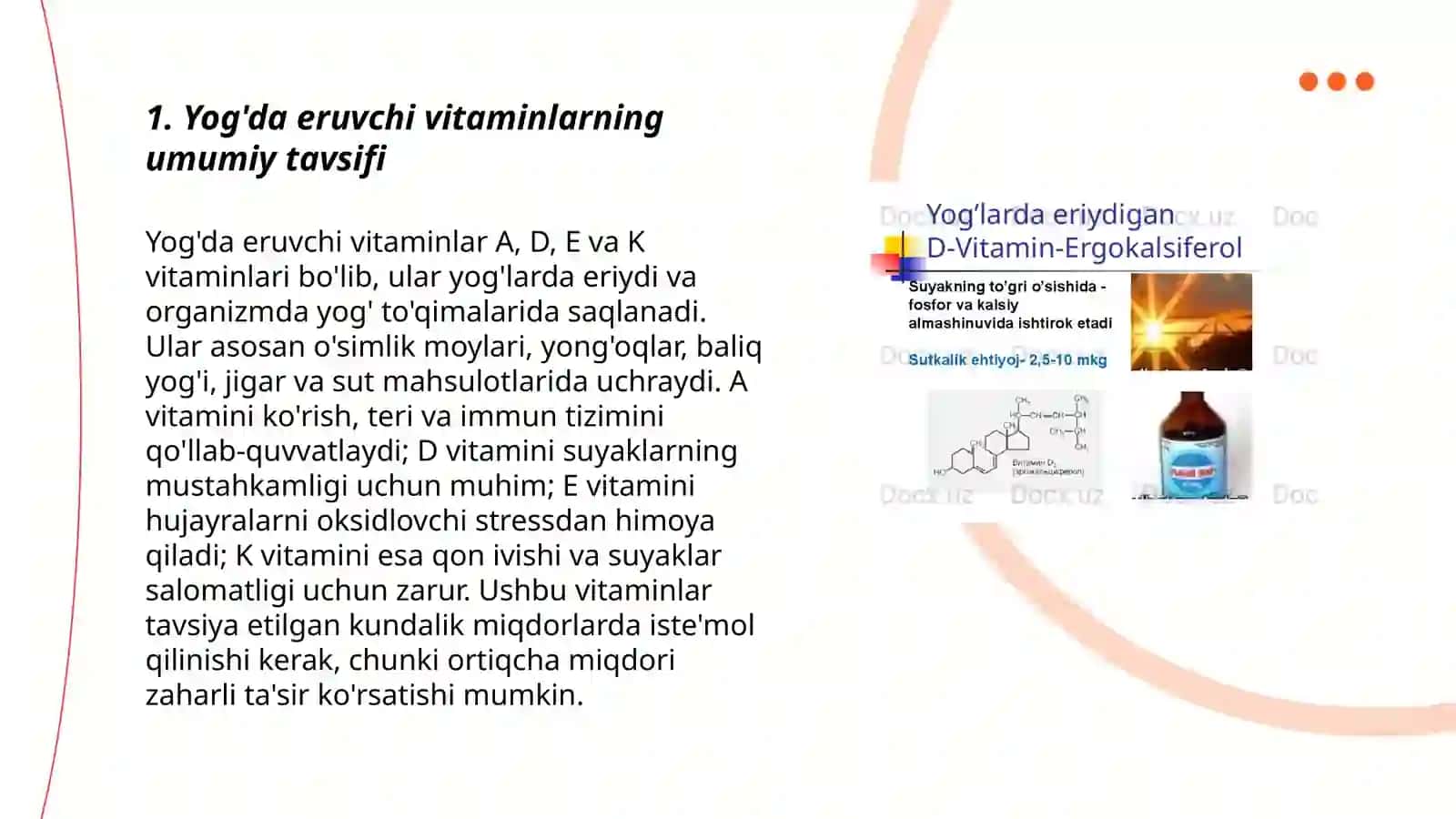 Yoğda eruvchi vitaminlar. Tuzilishi va funksiyasi 3
