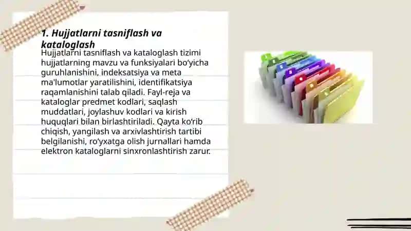Hujjatlarni tasniflash va kataloglash 3