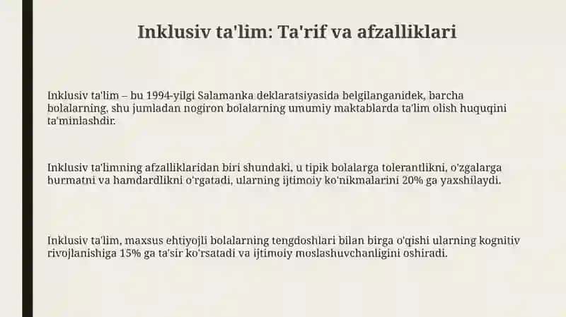 Inklusiv ta'lim: Ta'rif va afzalliklari 3