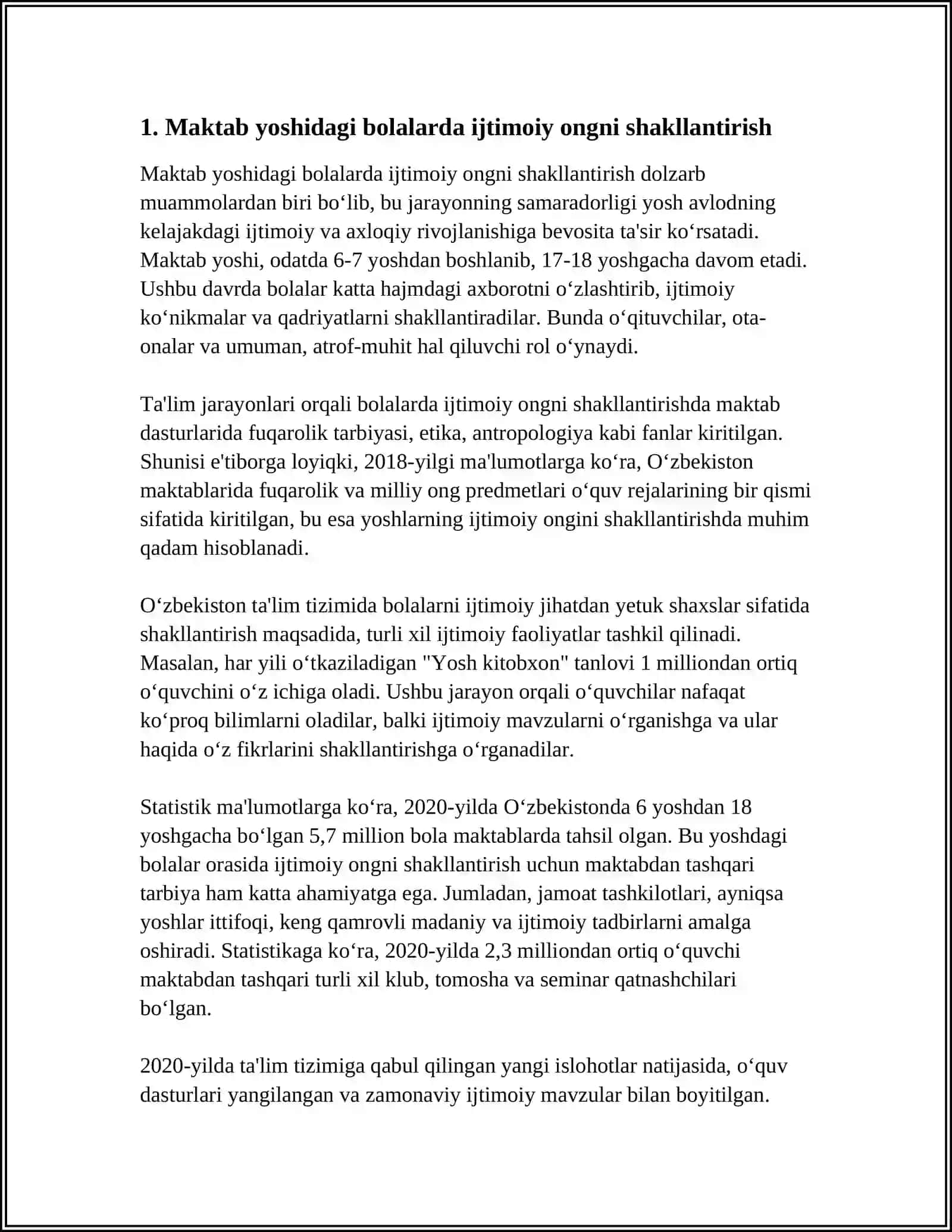 IJTIMOIY PEDAGOGNING MAKTAB YOSHIDAGI BOLALAR BILAN OLIB BORADIGAN FAOLIYATI 3