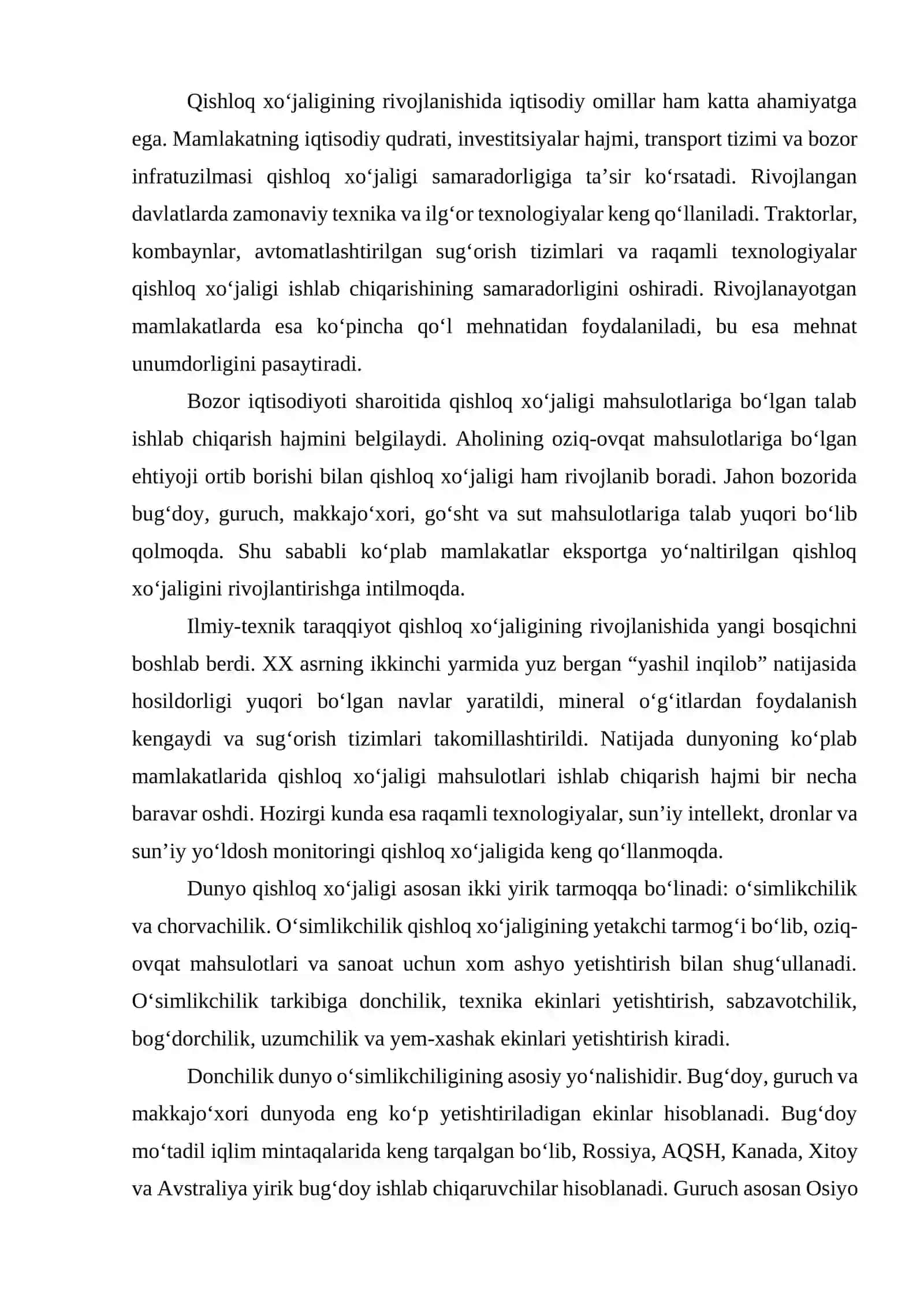 DUNYO QISHLOQ XOʻJALIGI GEOGRAFIYASI 3