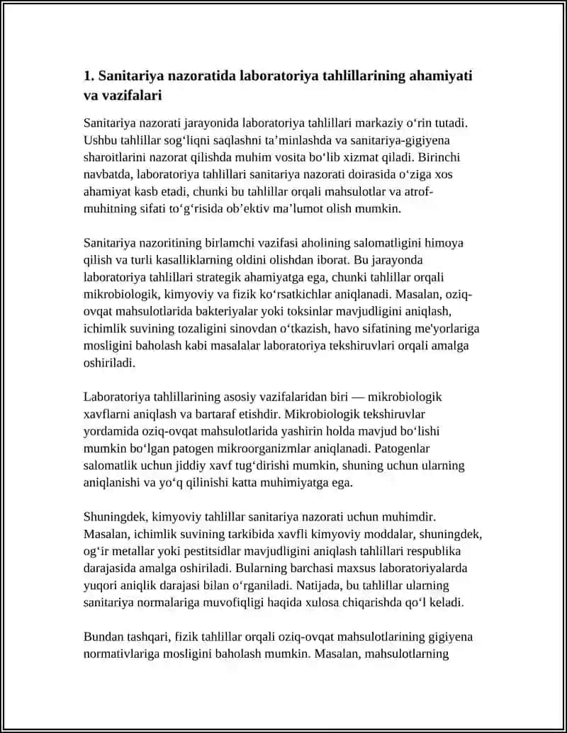 SANITARIYA NAZORATIDA LABORATORIYA TAHLILLARING OʻRNI 3