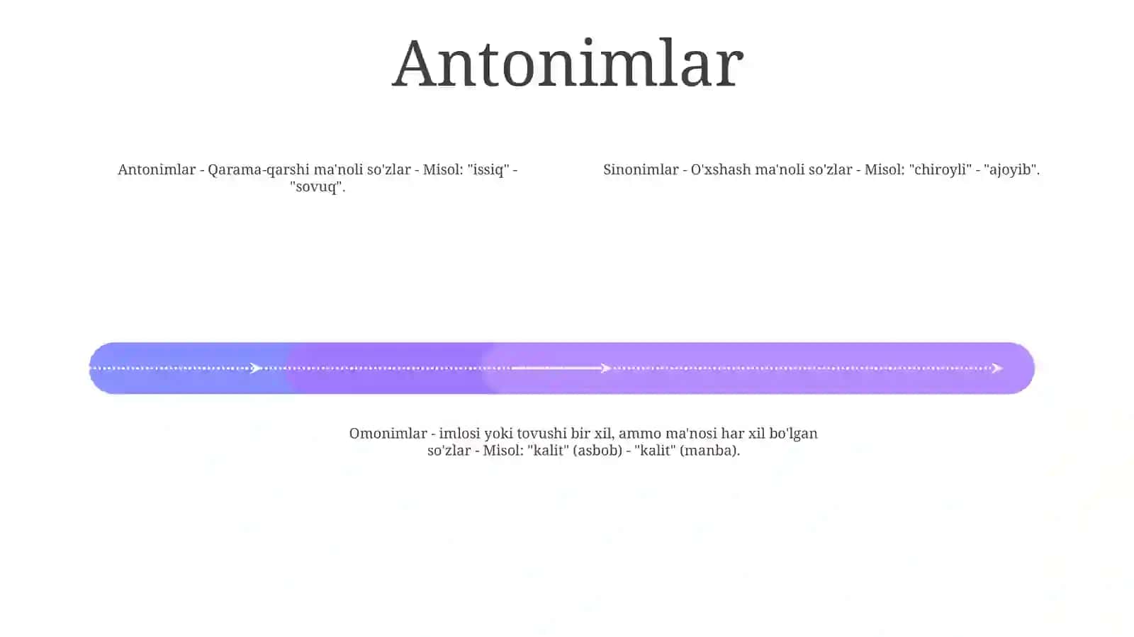 Sinonimlar, Antonimlar, Omonimlar 3