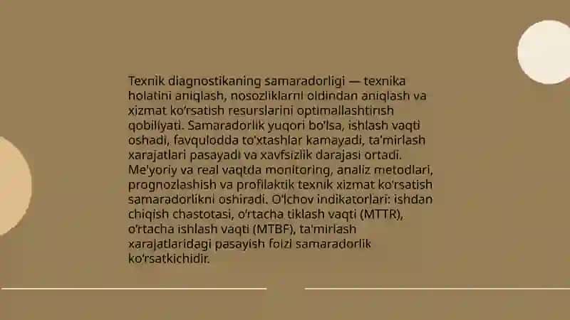 Texnik diagnostikaning samaradorligi 3